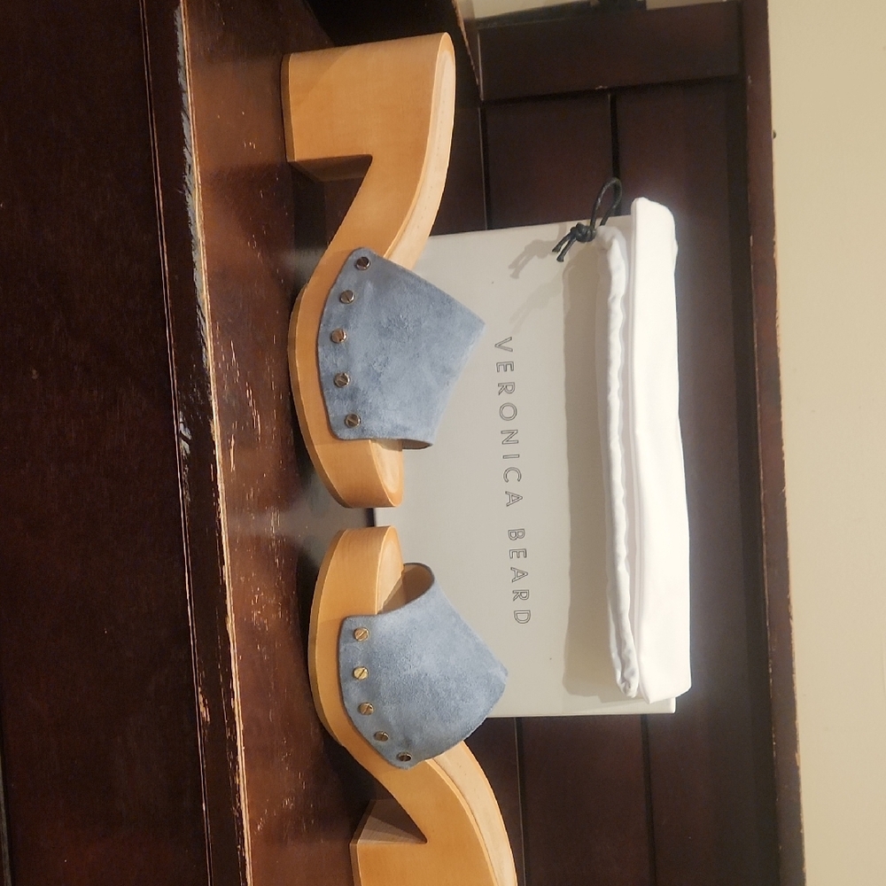 Veronica Beard Blue Wooden Clogs